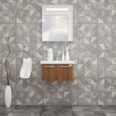 Casa Mare Aspe 24 Matte Walnut Bathroom Vanity and Ceramic Sink Combo with LED Mirror - Aspe60MW-24-MSC-S